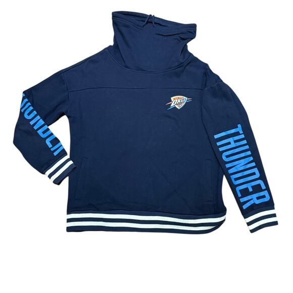 NBA OKC Thunder Cowl Neck Sweatshirt with Pockets and Thunder Logos Womens S/M - Picture 2 of 6